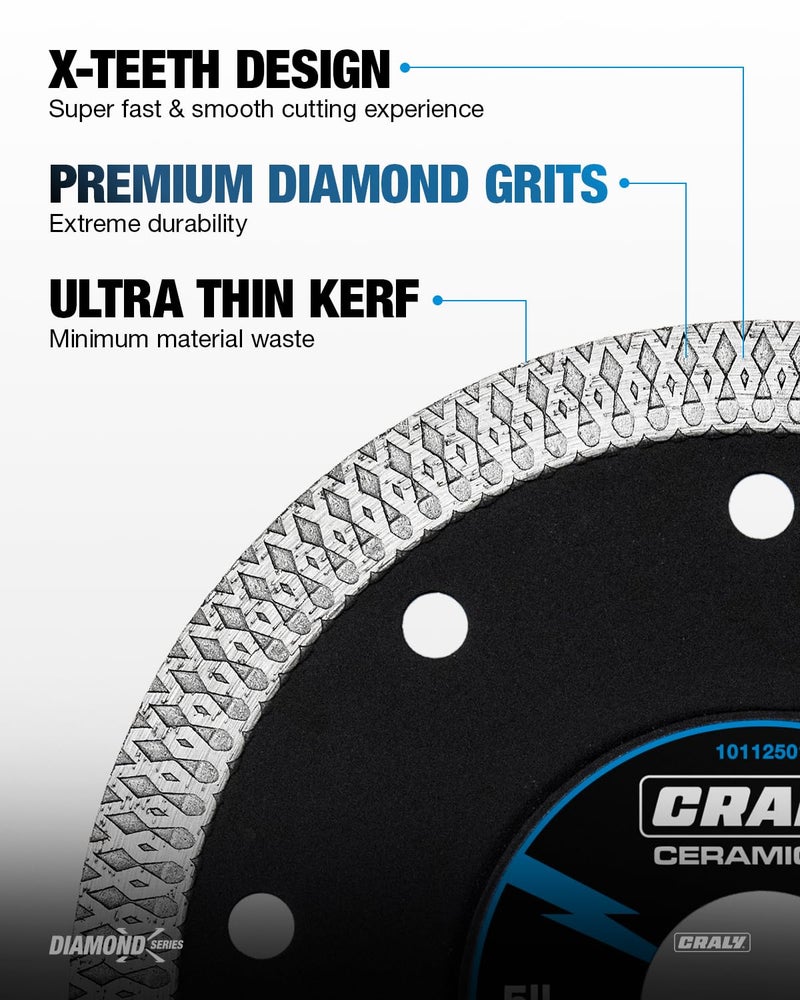 CRALY 5 Inch Super Thin Diamond Blade, 7/8 in Arbor, 5'' Diamond Tile Blade for Angle Grinder & Tile Saw, Diamond Cutting Wheel for Cutting Ceramic, Tile, Marble, Granite, Brick, Porcelain, 5PC - Image 3